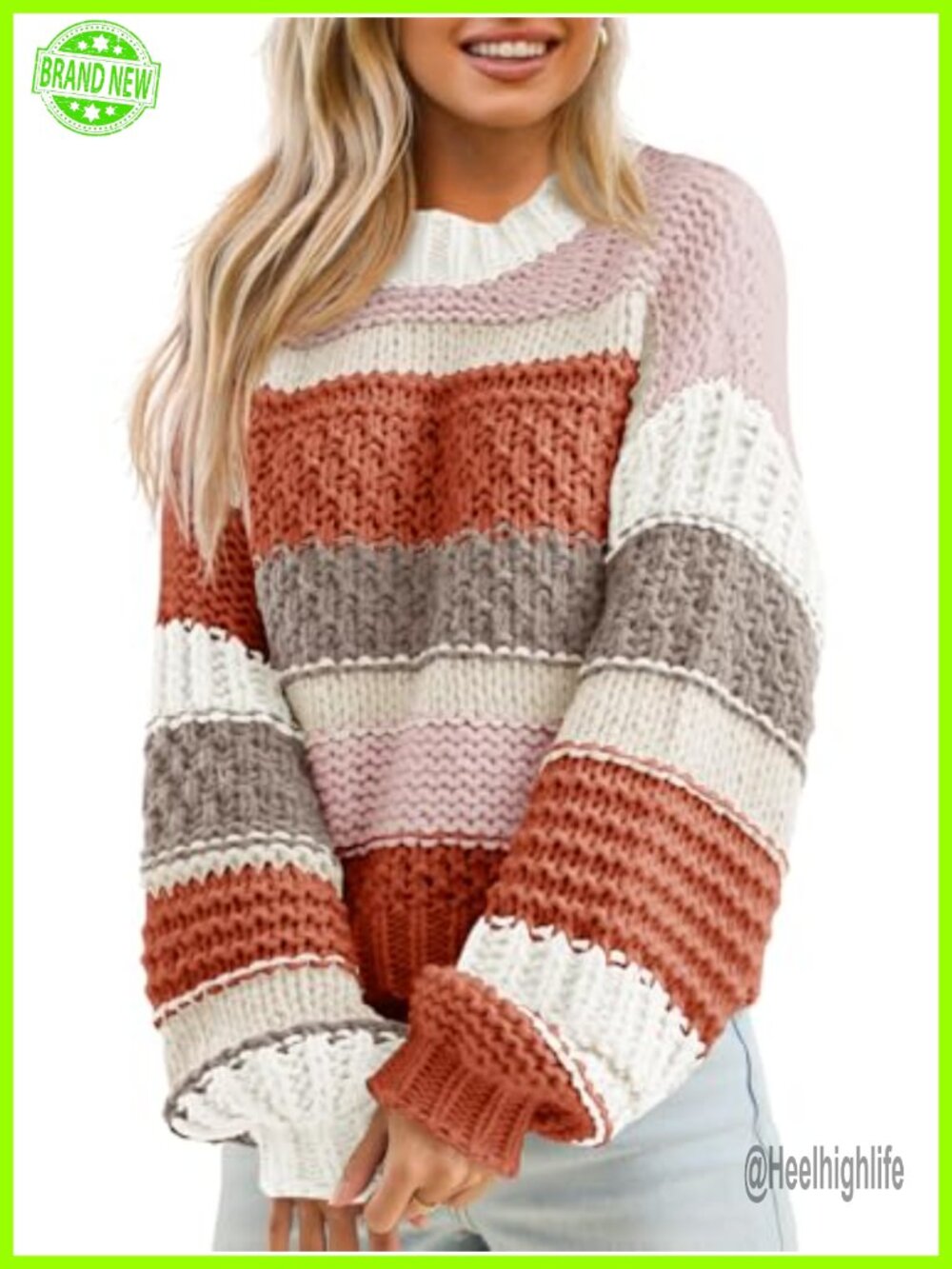 Saodimallsu Chunky Knit Cropped Sweater Pullover Crew Neck
